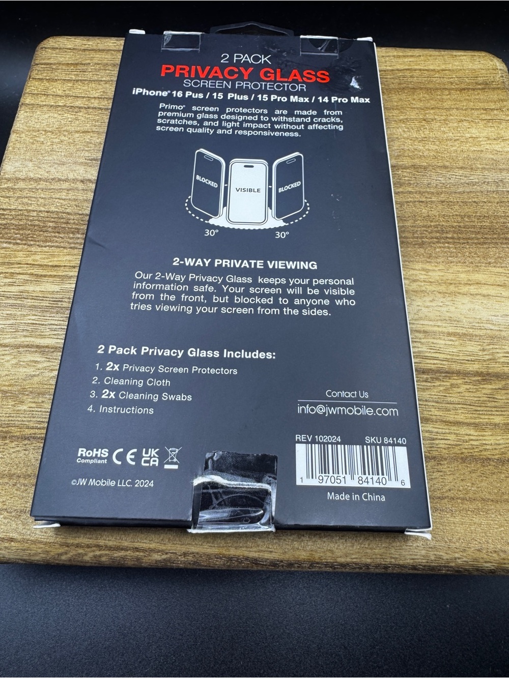 Privacy Glass Screen Protector for iPhone 16 Plus/15 Plus/15 Pro Max/14 Pro Max - Picture 2 of 2